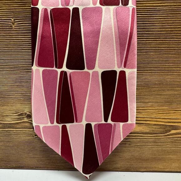 Murano Italia Mens Neck Tie 100% Silk Geometric Triangle Pattern Long 62"x4" - Picture 3 of 8